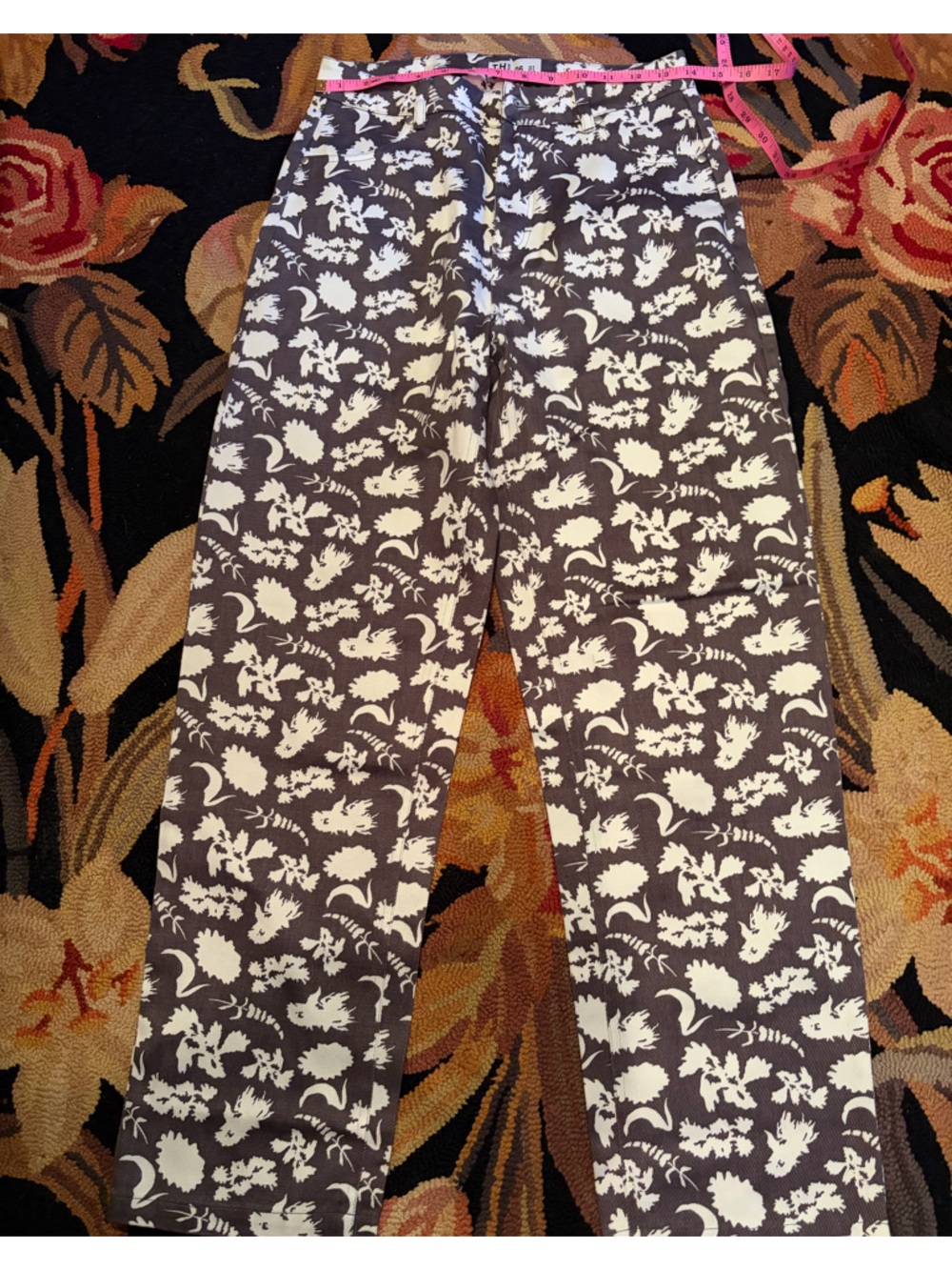 Afends Charcoal and White Floral Print Pants